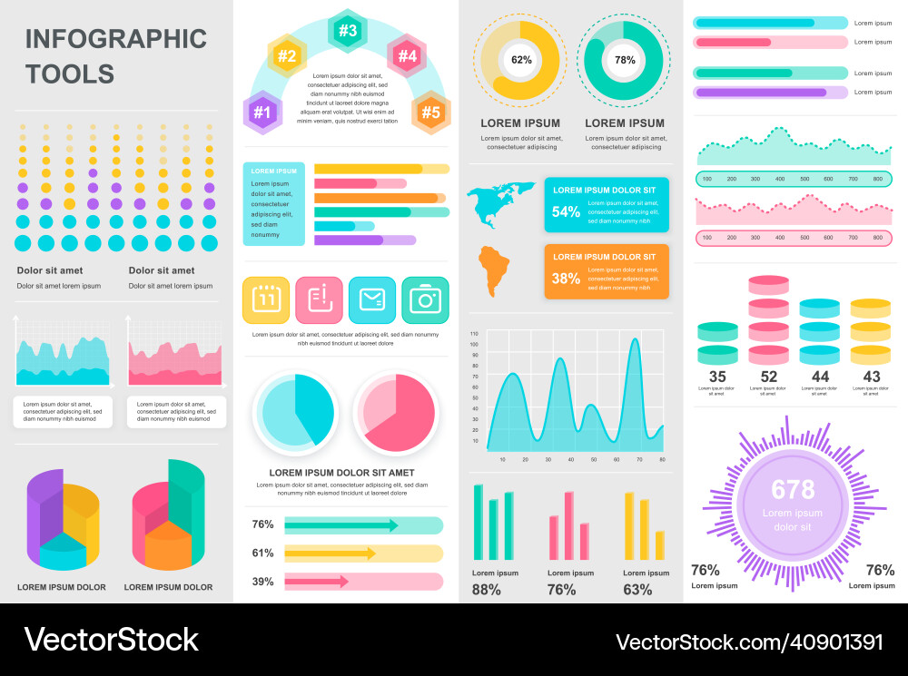 Bundle infographic ui ux kit elements Royalty Free Vector