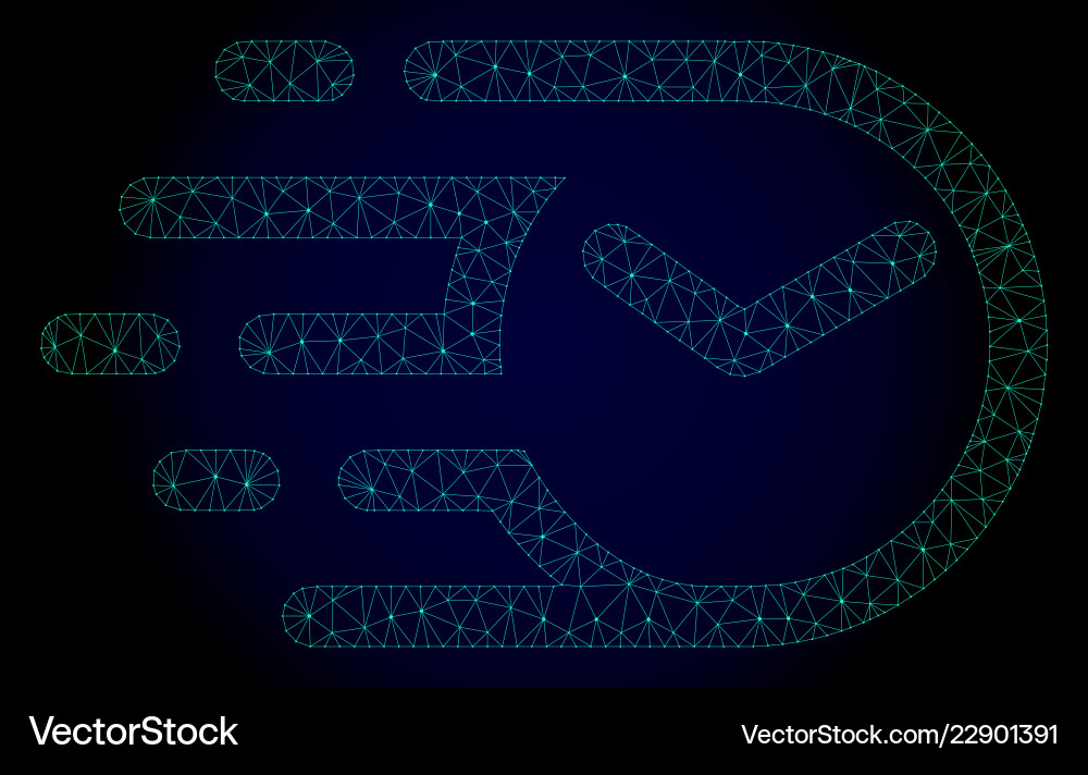 Clock polygonal frame mesh with fast motion Clock polygonal frame mesh with fast motion vector image