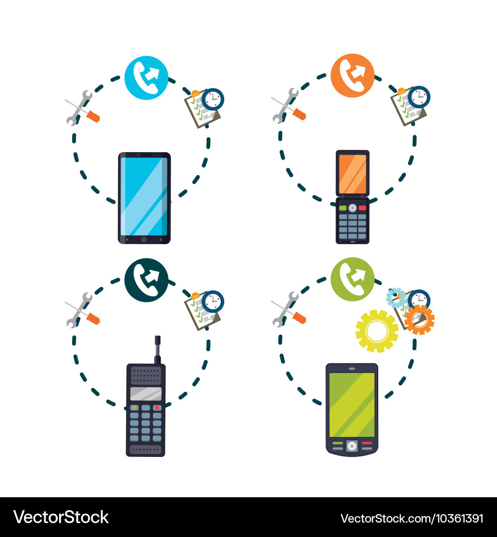 Customer service technical icon set Vector Image
