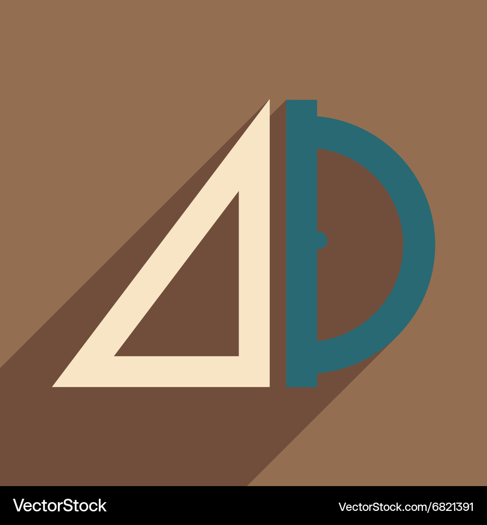Flat with shadow icon and mobile application ruler vector image