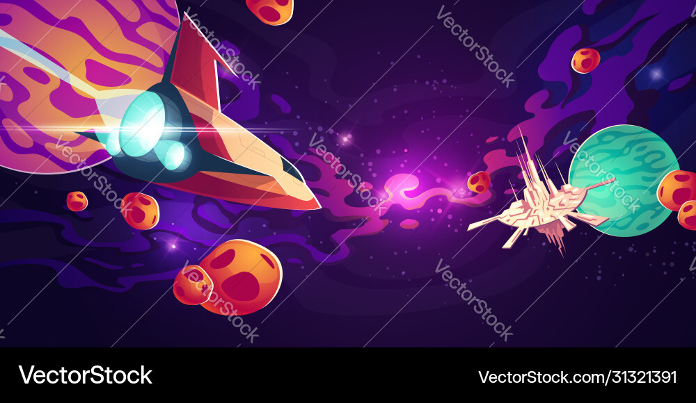 Futuristic Spaceship in Space Vector Image