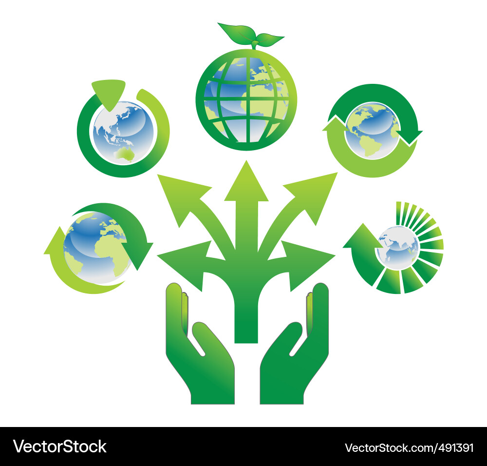 Hand holding recycle icons Vector Image