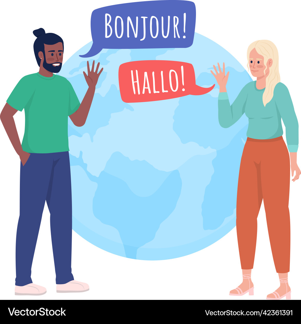 Learning language with friend 2d isolated Vector Image