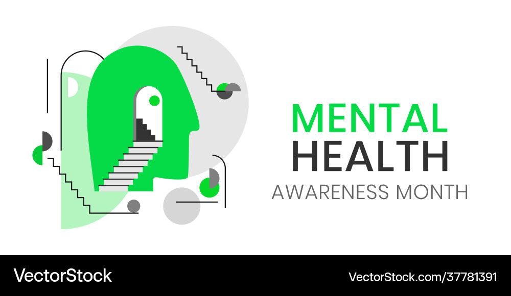 Mentales Gesundheitsbewusstsein Monat Banner Vorlage Mentales Gesundheitsbewusstsein Monat Banner Vorlage vektorbild