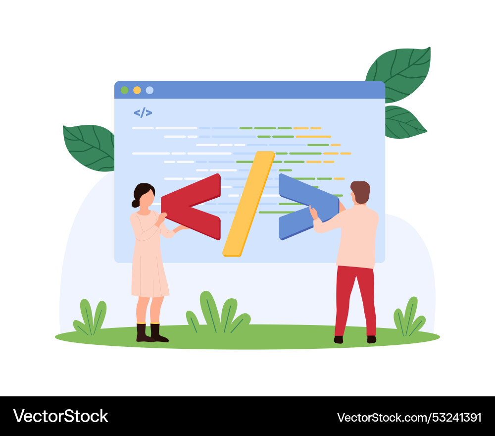 Programm und Software-Code Entwicklung winzige Menschen Programm und Software-Code Entwicklung winzige Menschen vektorbild
