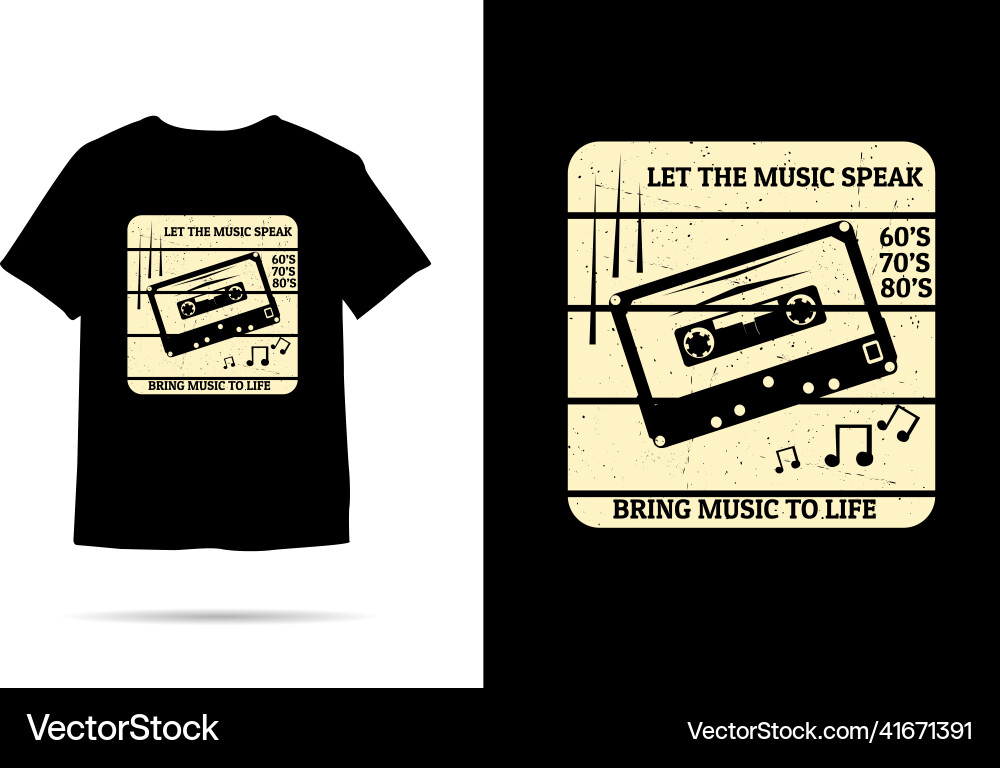 Retro Music Silhouette T-Shirt Vector Image