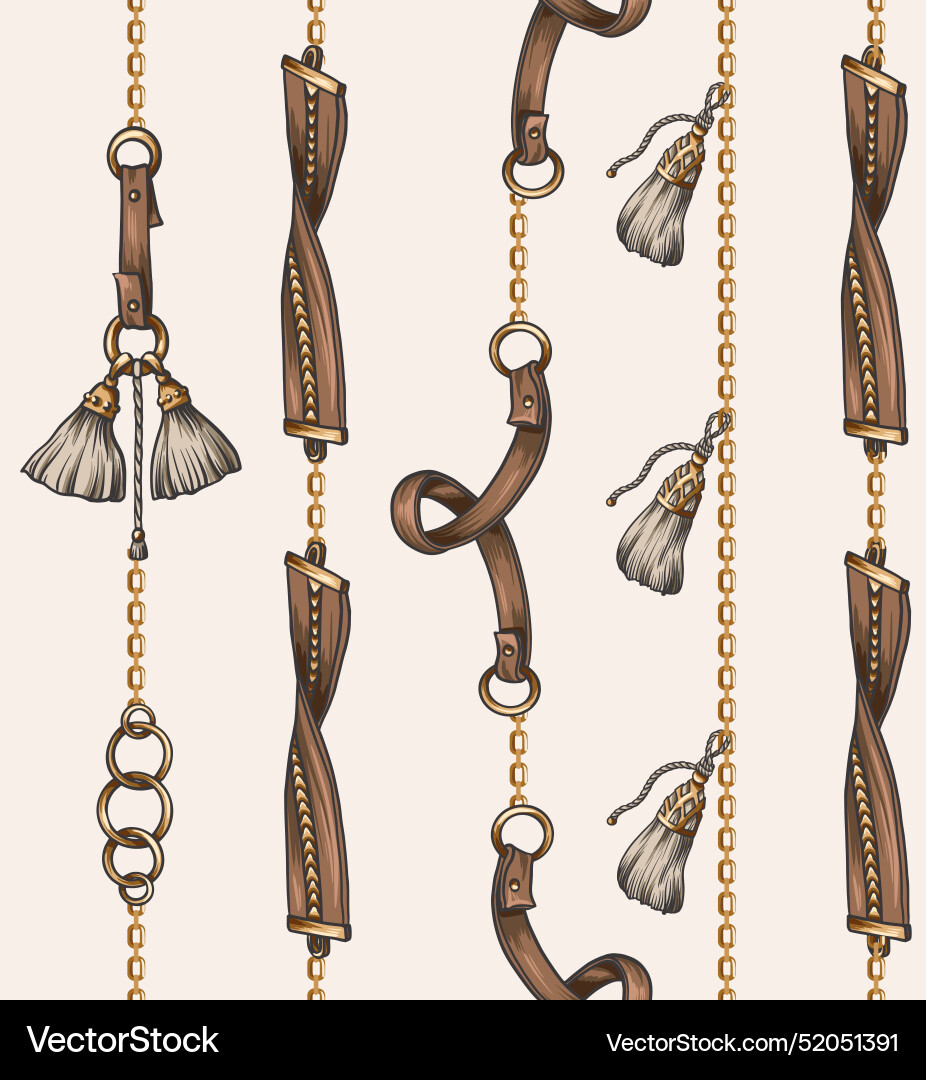 Seamless pattern with belt and chain Seamless pattern with belt and chain vector image