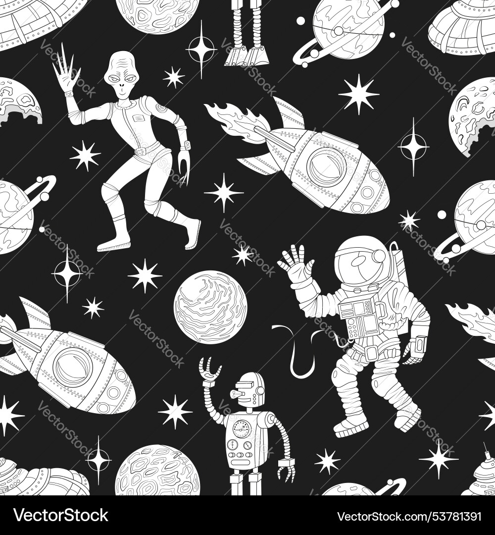 Seamless pattern with retro space objects Seamless pattern with retro space objects vector image