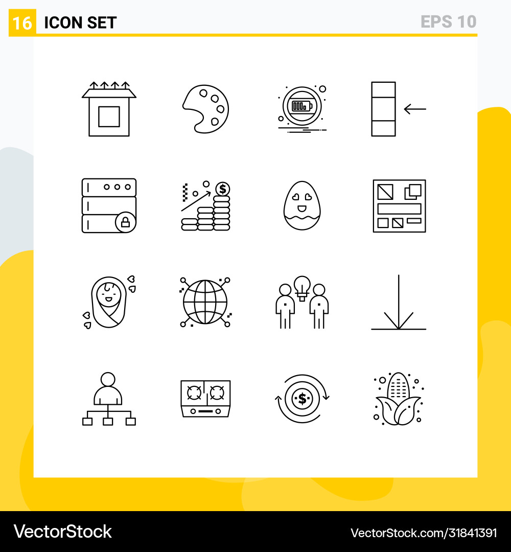 Set 16 outlines on grid for chart server Vector Image
