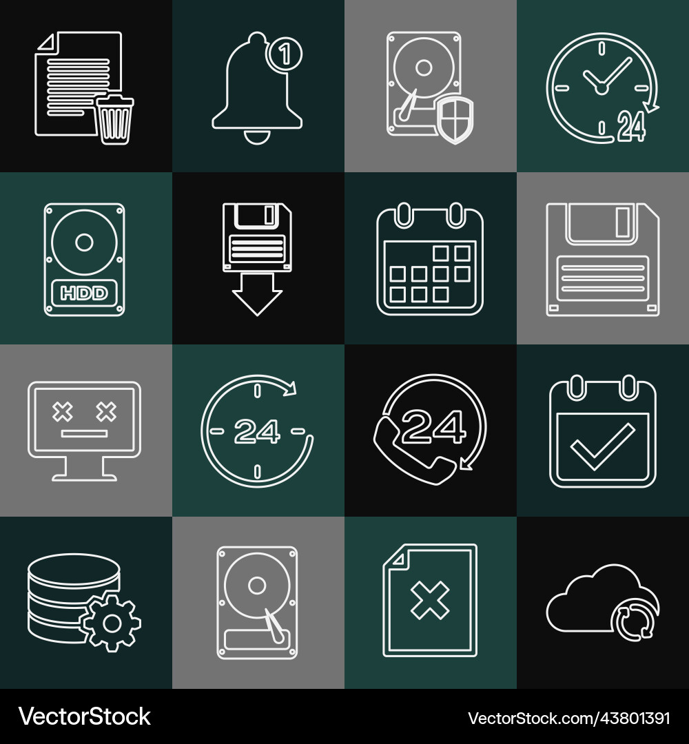 Set line cloud sync refresh calendar with check Set line cloud sync refresh calendar with check vector image
