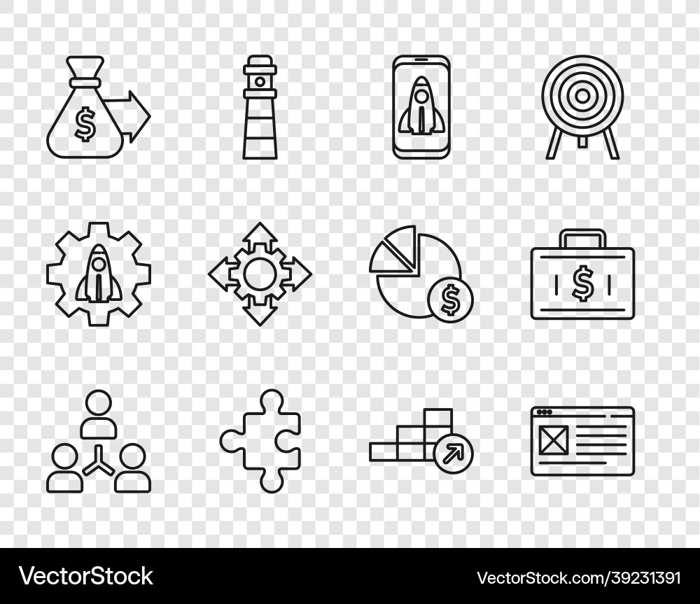 Set line project team base browser window Set line project team base browser window vector image