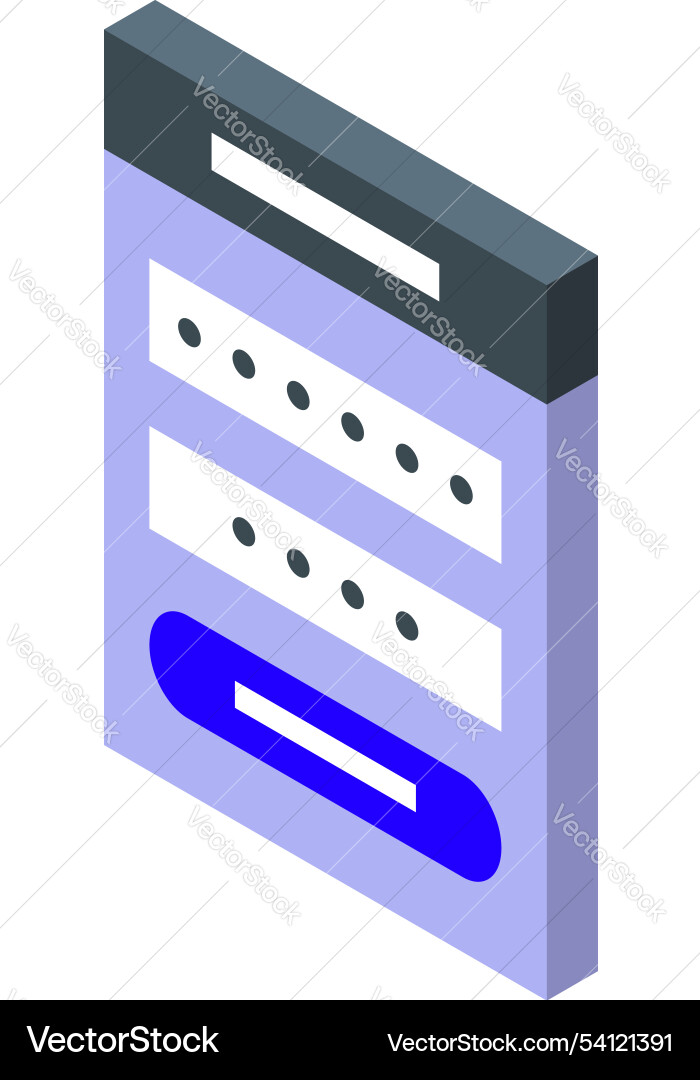 Smartphone showing login form with password Smartphone showing login form with password Vector Image