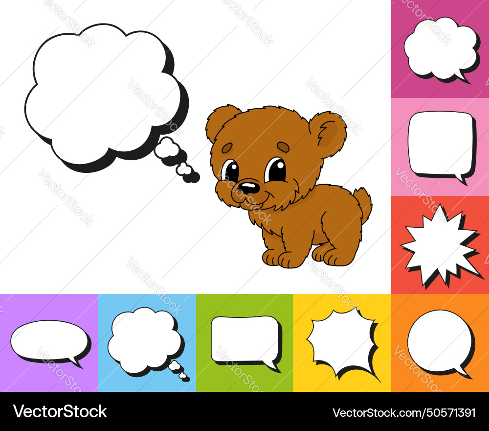 Speech bubble of different shape with a cute vector image