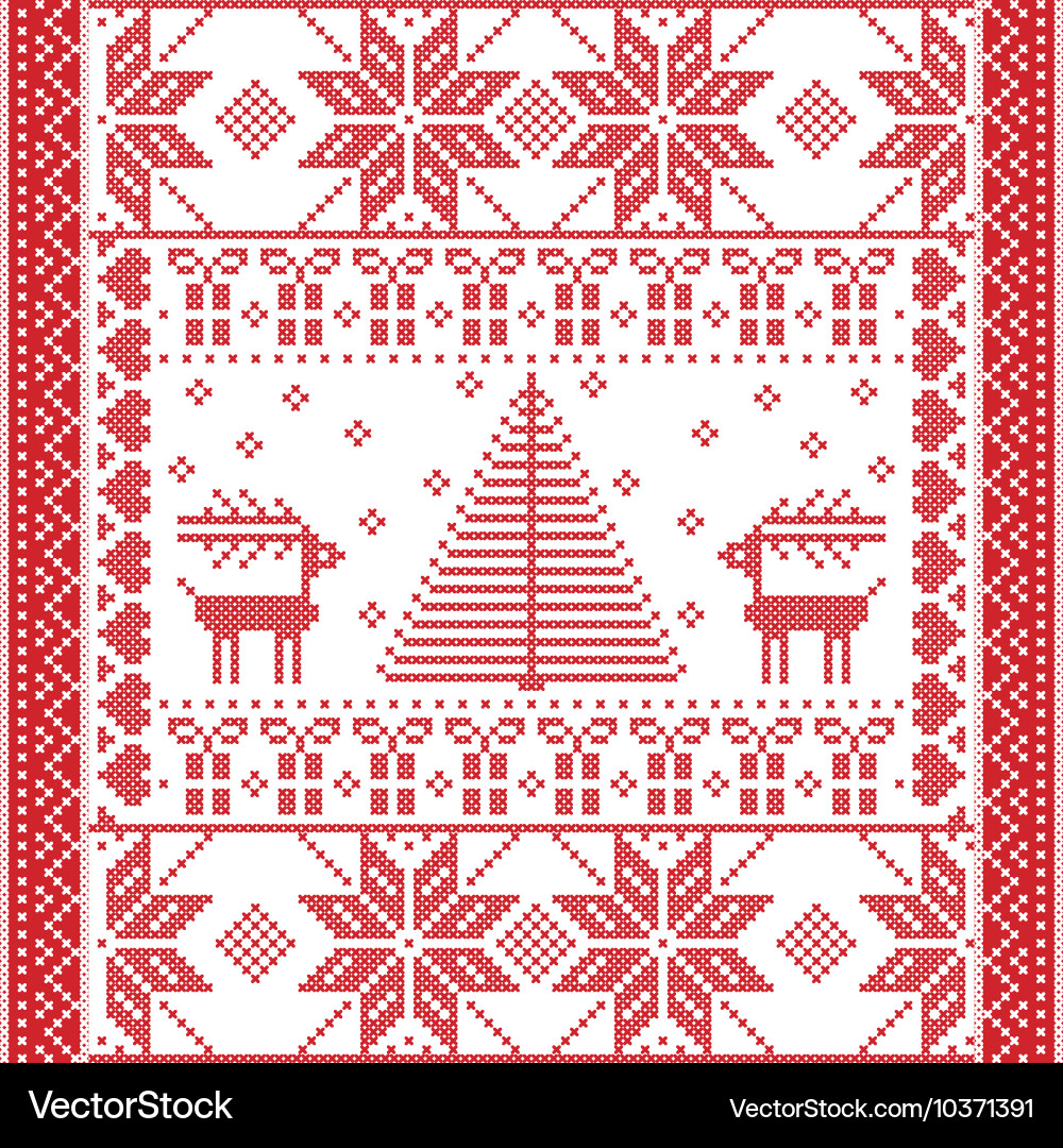 Square pattern with reindeers vector image