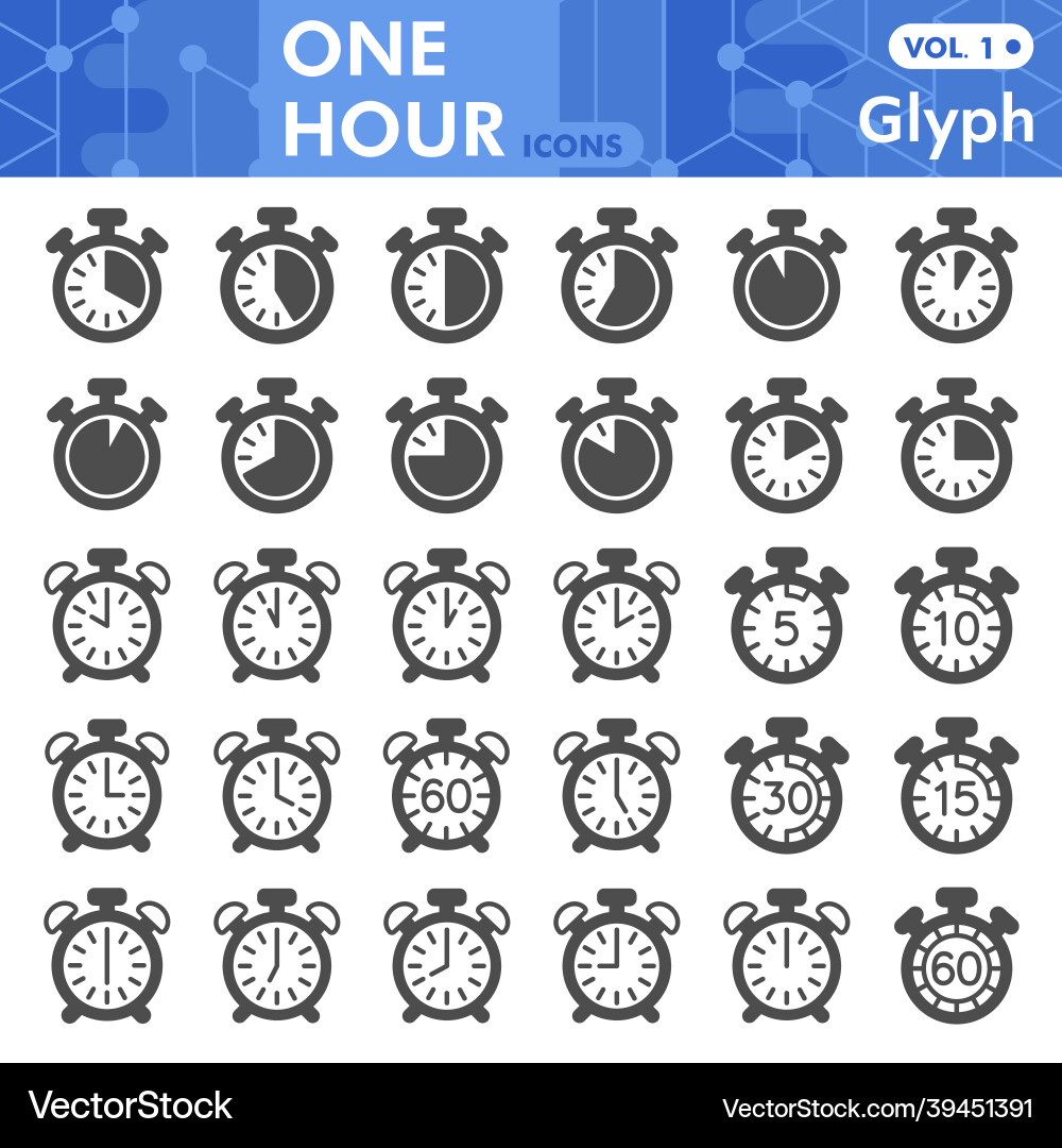 Stopwatch and alarm clock line icon set time Stopwatch and alarm clock line icon set time Vector Image
