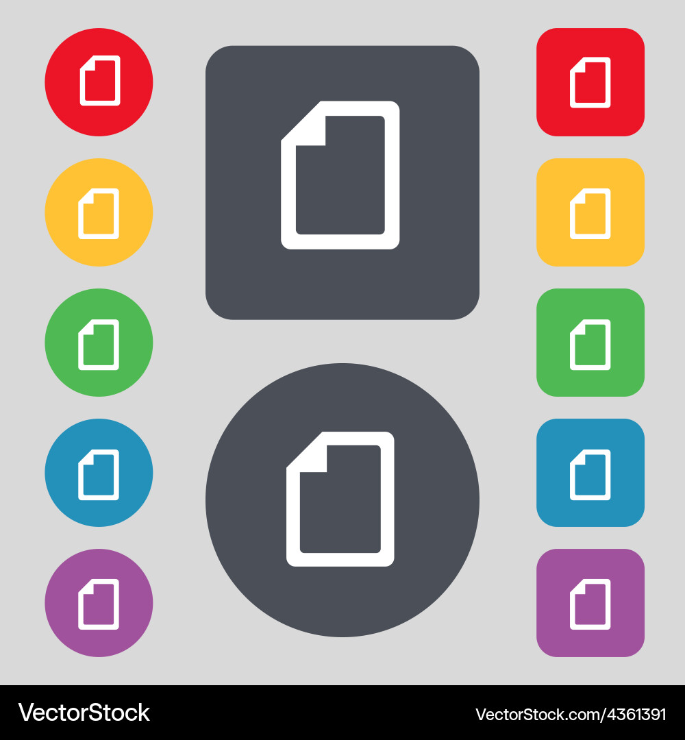 Text file icon sign a set of 12 colored buttons Vector Image