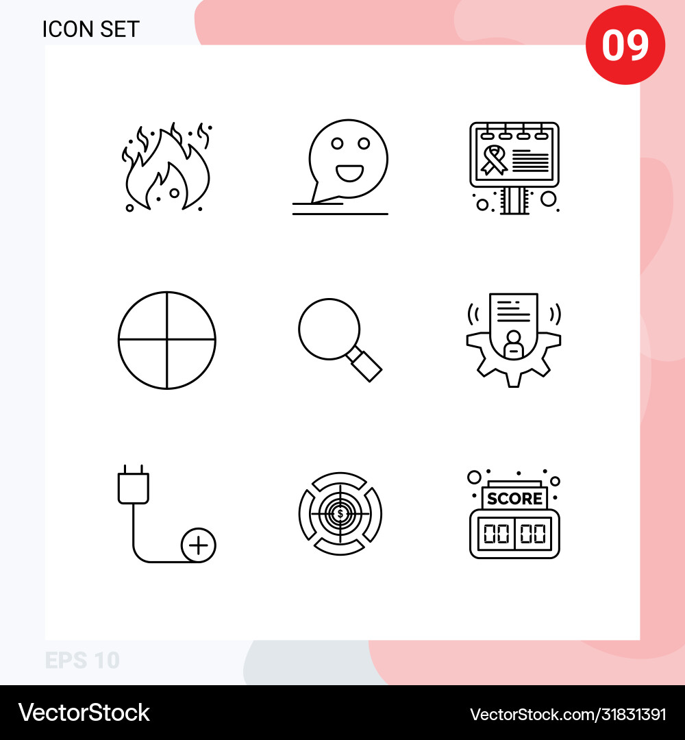 User interface pack 9 basic outlines Vector Image