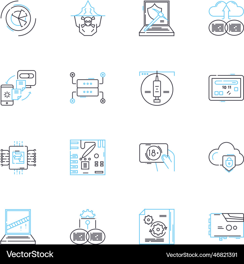 Web intelligence linear icons set analytics data Web intelligence linear icons set analytics data vector image