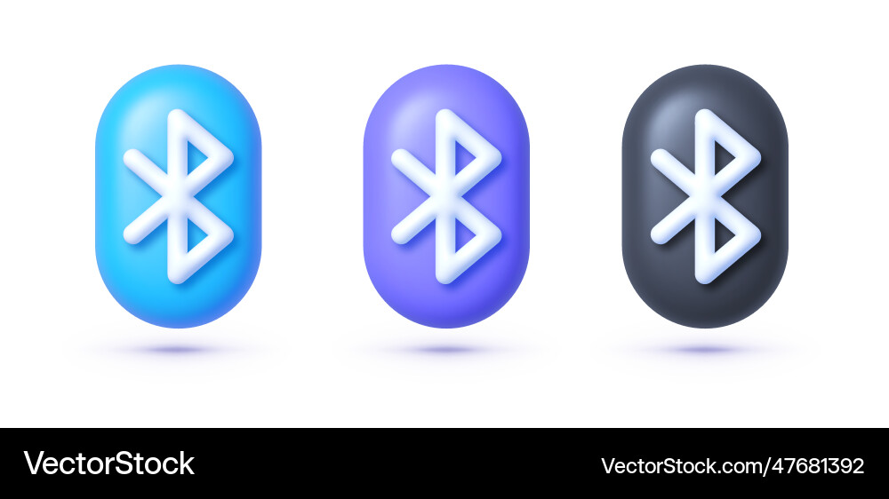 3d set with bluetooth on white background 3d set with bluetooth on white background vector image