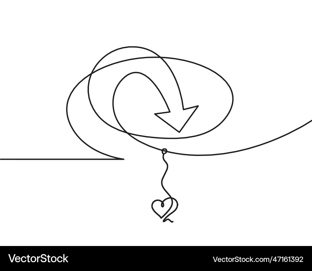 Abstract continuous lines arrows and heart Vector Image