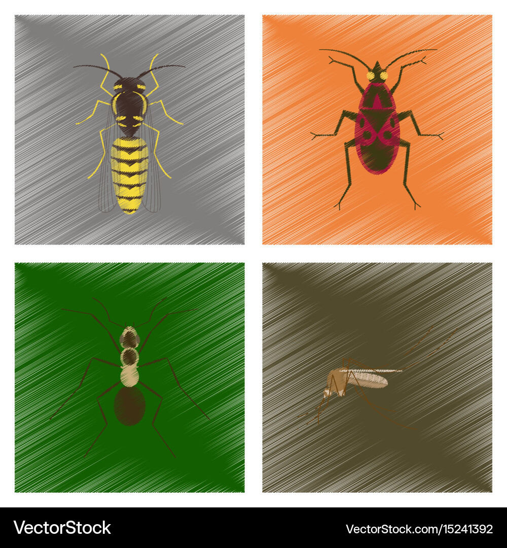 Assembly flat shading style insect vector image