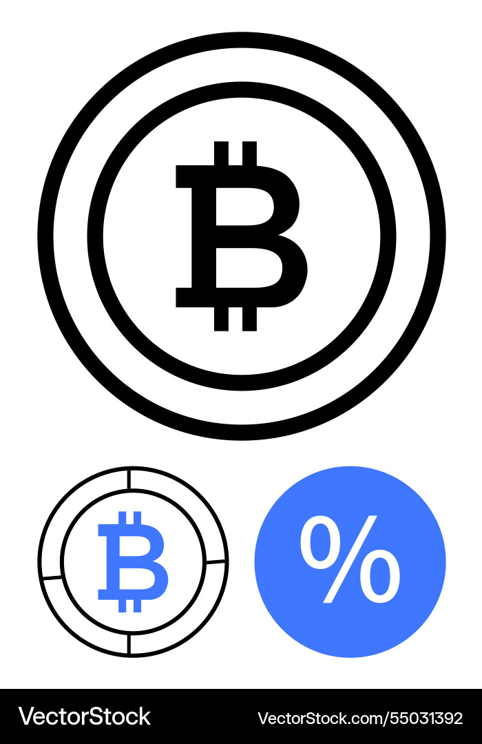 Bitcoin currency symbol in circular shapes Vector Image