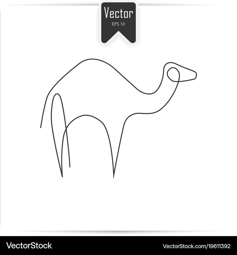 Camel one line icon in linear style vector image