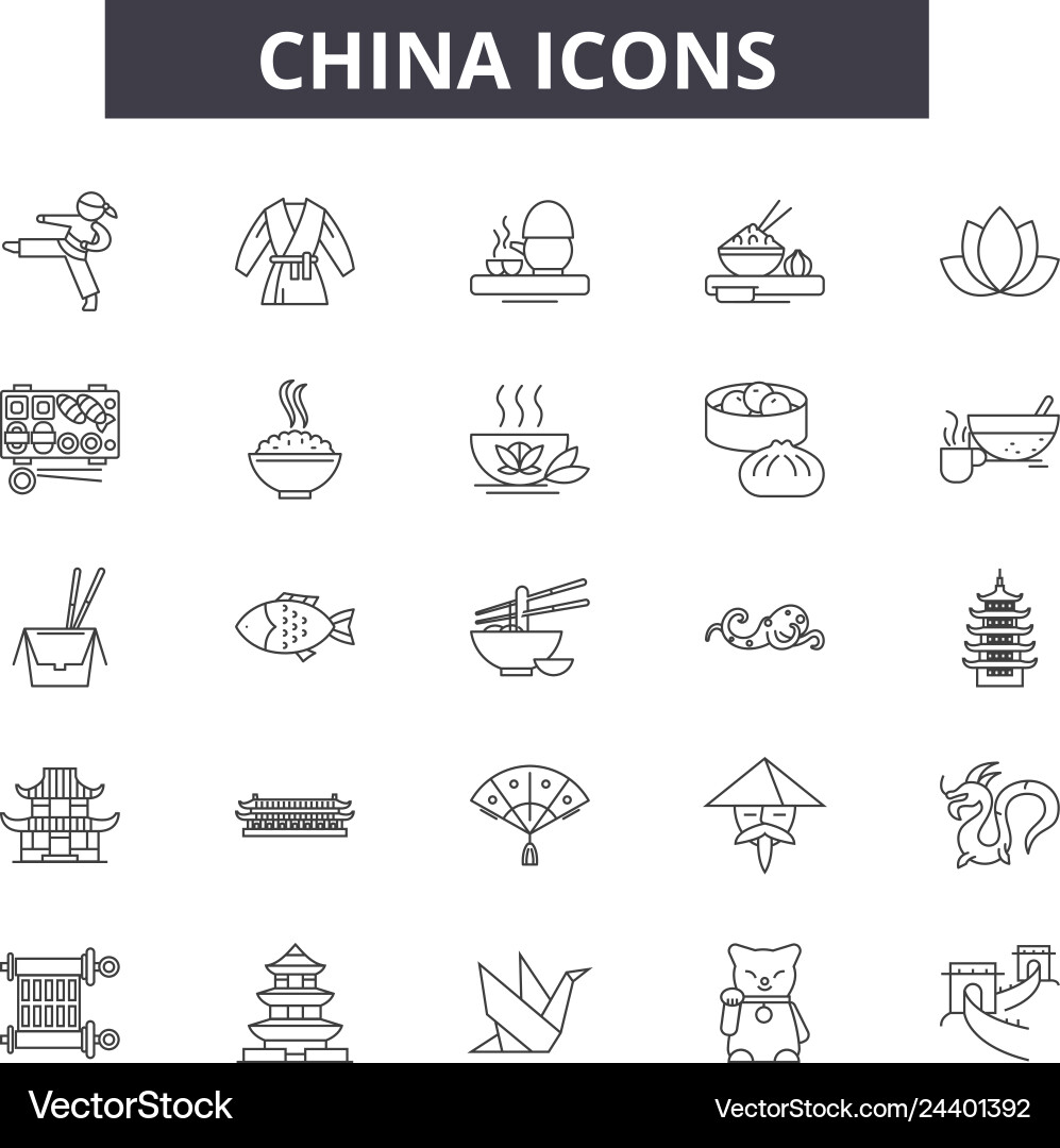China line icons for web and mobile design China line icons for web and mobile design vector image