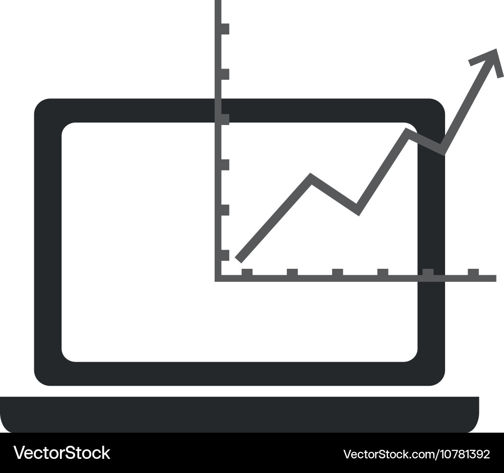 Computer and graph chart icon vector image
