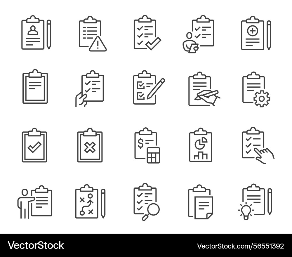Editable icon set in line style vector image