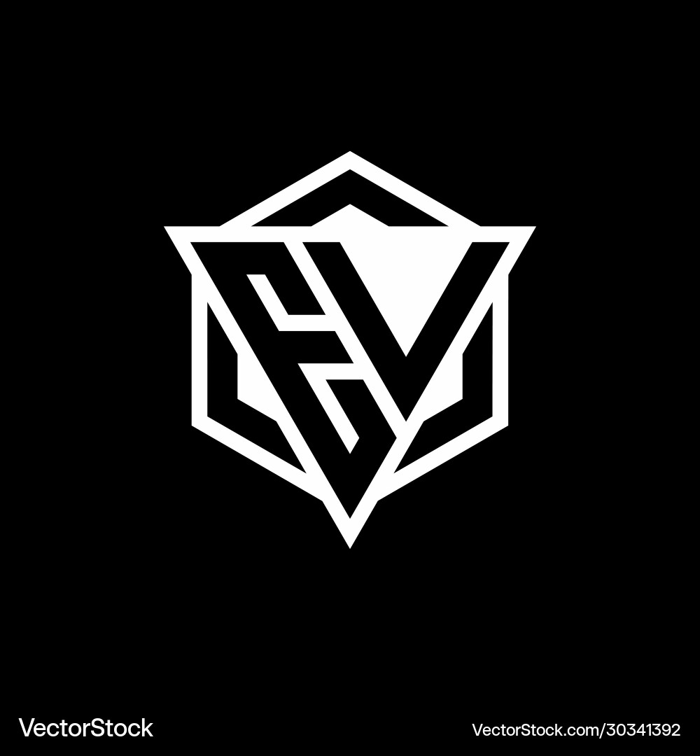 Ev logo monogram with triangle and hexagon shape Vector Image