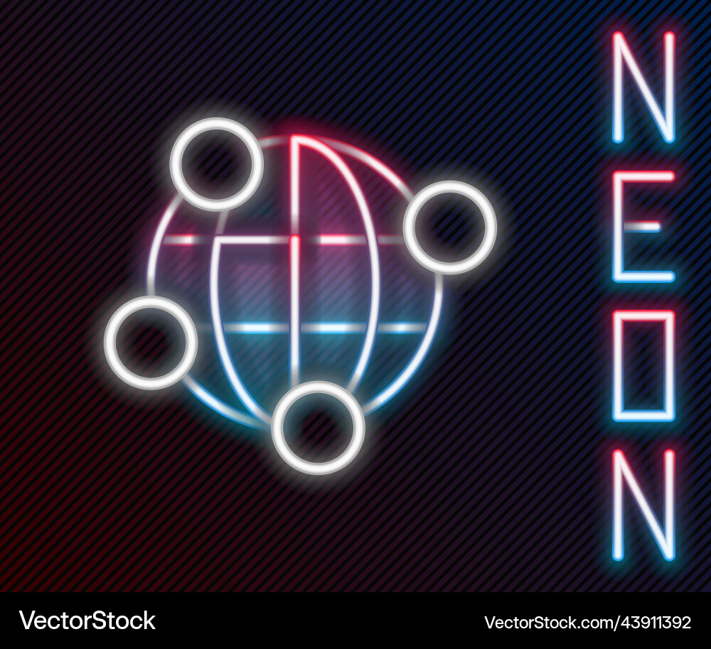 Glowing neon line global technology or social Glowing neon line global technology or social Vector Image