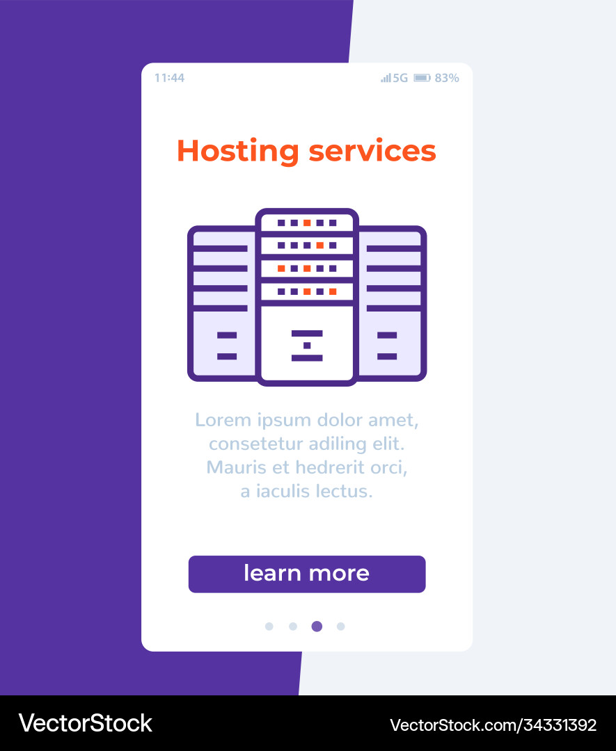 Hosting services mobile ui design vector image