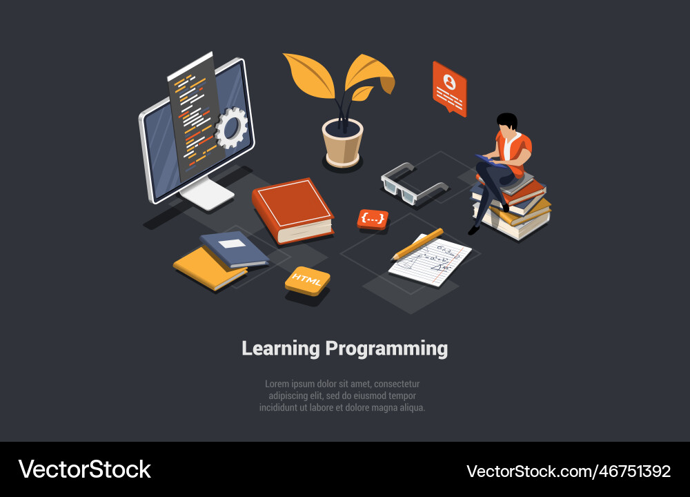 Konzept der Programmierung und Kodierung von Lernen Konzept der Programmierung und Kodierung von Lernen vektorbild