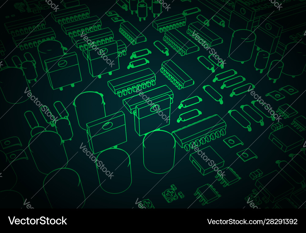 Microelectronics closeup Microelectronics closeup vector image