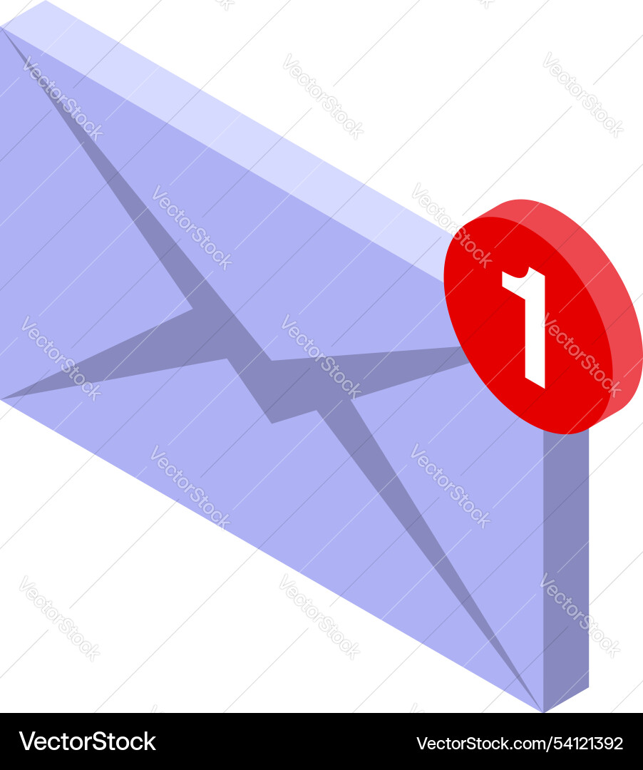 New email notification showing one unread message New email notification showing one unread message vector image