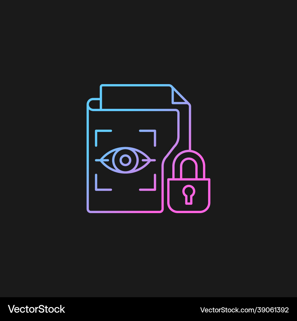 Protected biometric data gradient icon for dark Protected biometric data gradient icon for dark vector image