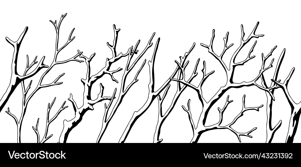 Seamless pattern with dry bare branches Seamless pattern with dry bare branches vector image
