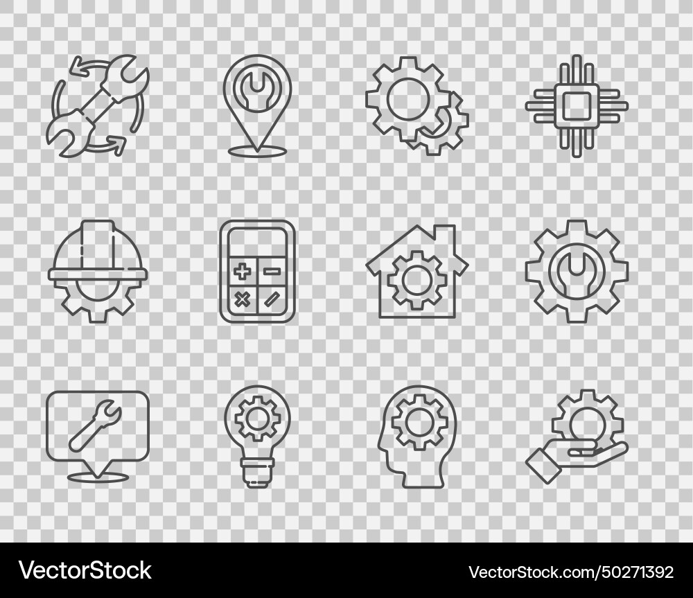 Set line location with wrench spanner settings Set line location with wrench spanner settings vector image