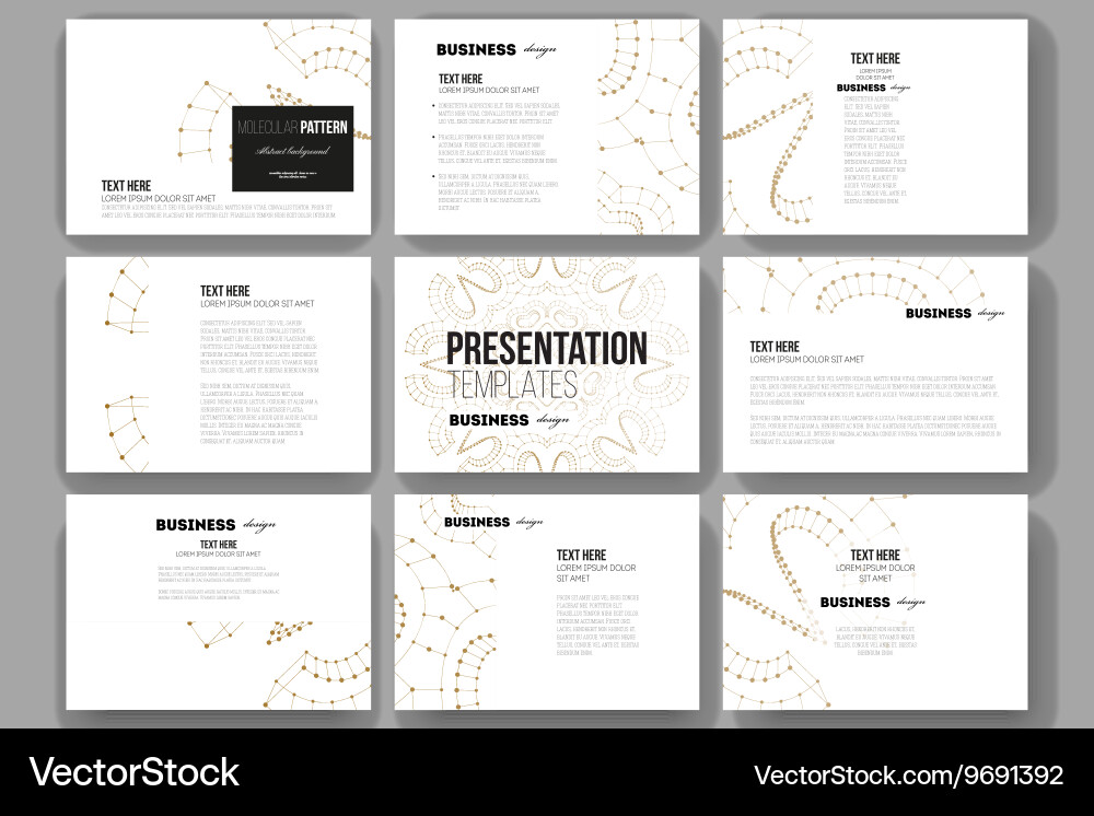 Set of 9 templates for presentation slides vector image