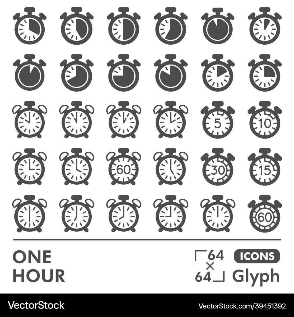 Stopwatch and alarm clock line icon set timing Stopwatch and alarm clock line icon set timing vector image