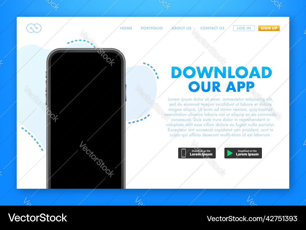 3d button with download our app for web page 3d button with download our app for web page vector image