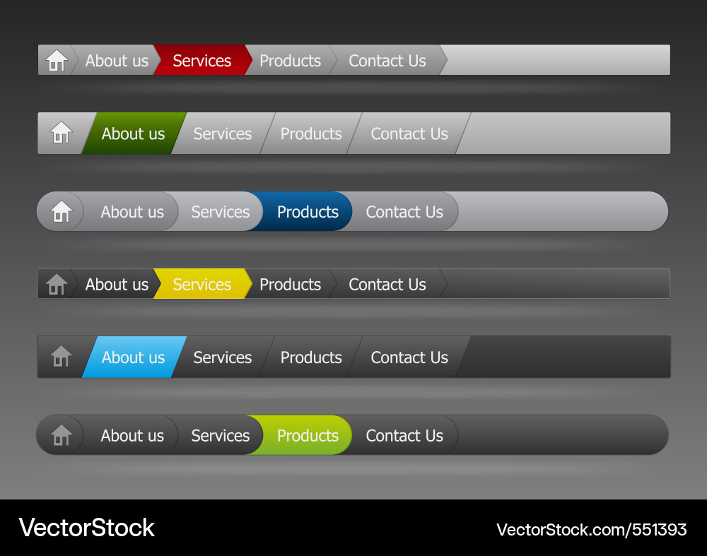 Black and Gray Menu Interface Vector Image