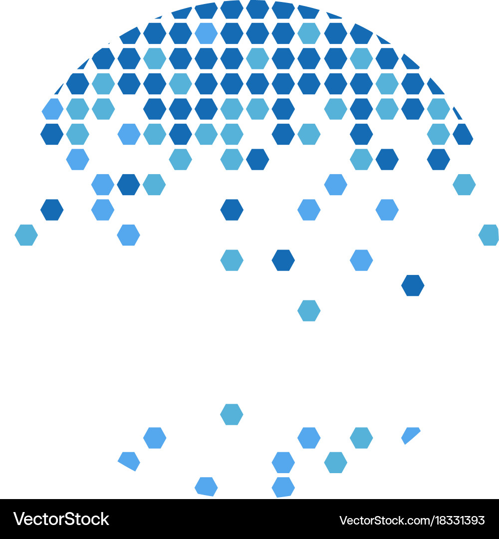 Blue abstract circle with hexagon color dot vector image