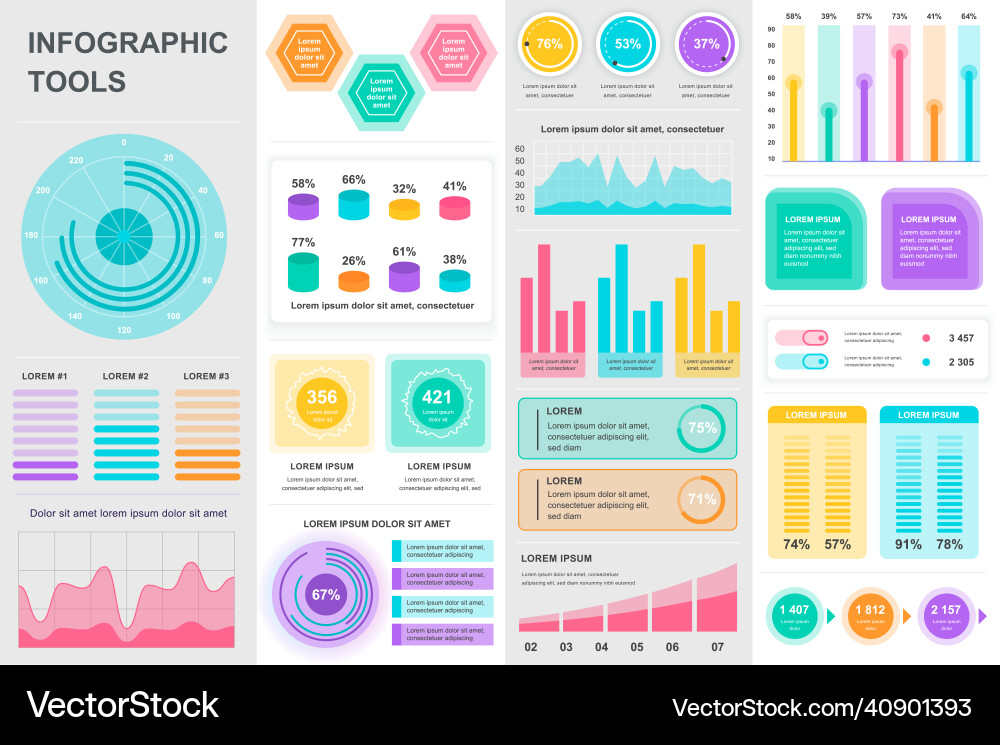 Bundle infographic ui ux kit elements Royalty Free Vector