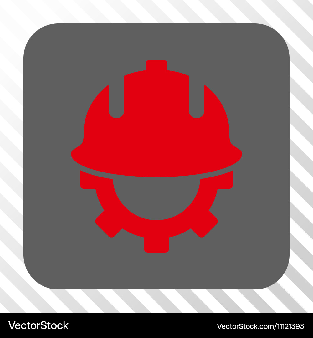 Development helmet rounded square button vector image