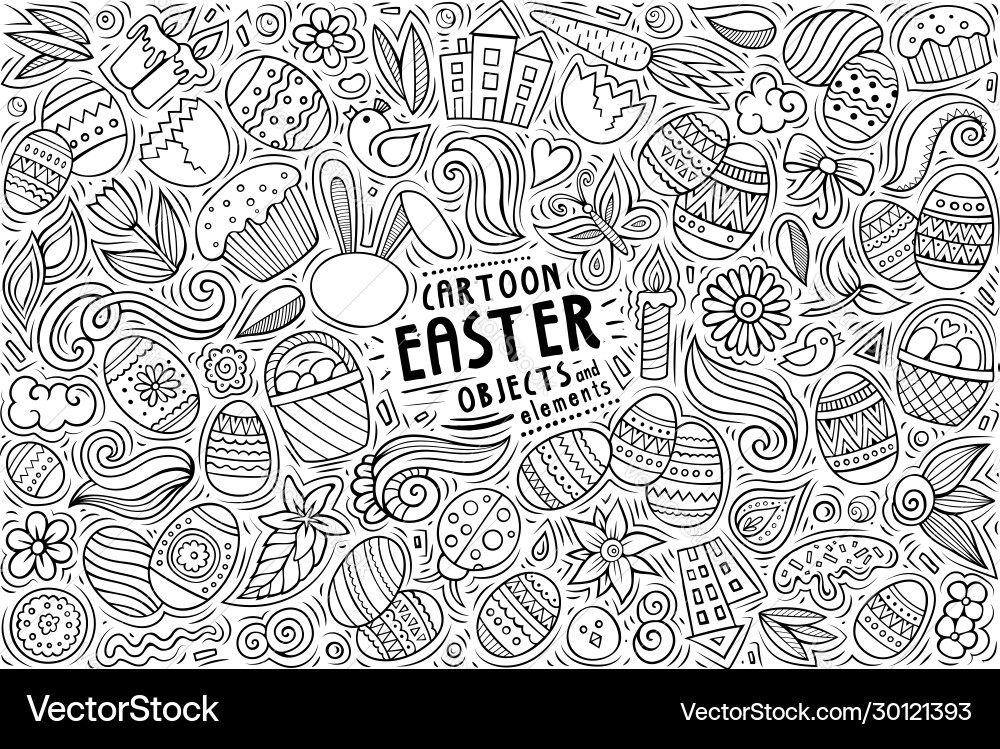 Easter Doodle Set vector image