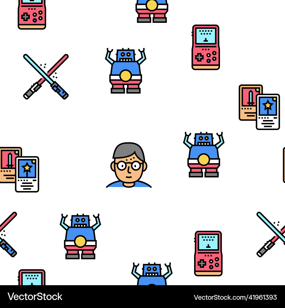 Geek nerd and gamer seamless pattern Geek nerd and gamer seamless pattern vector image