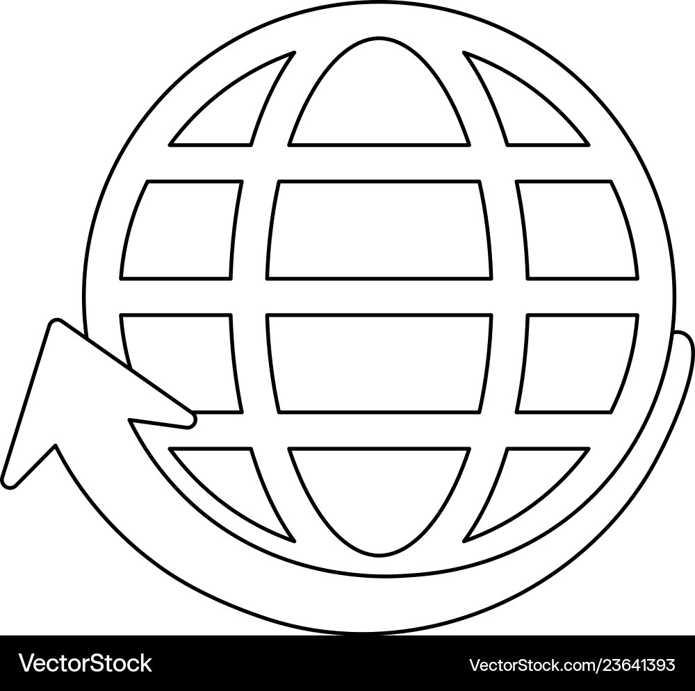 Global sphere with arrow in black and white vector image