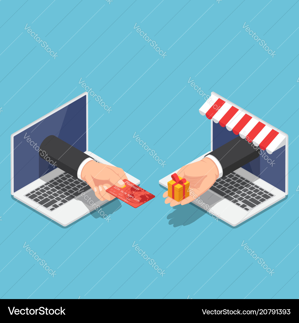 Isometric businessman hand use credit card Vector Image